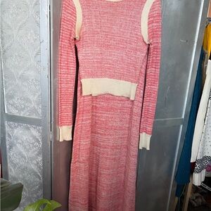 Vintage  red and cream  Knit top and skirt 2 piece set